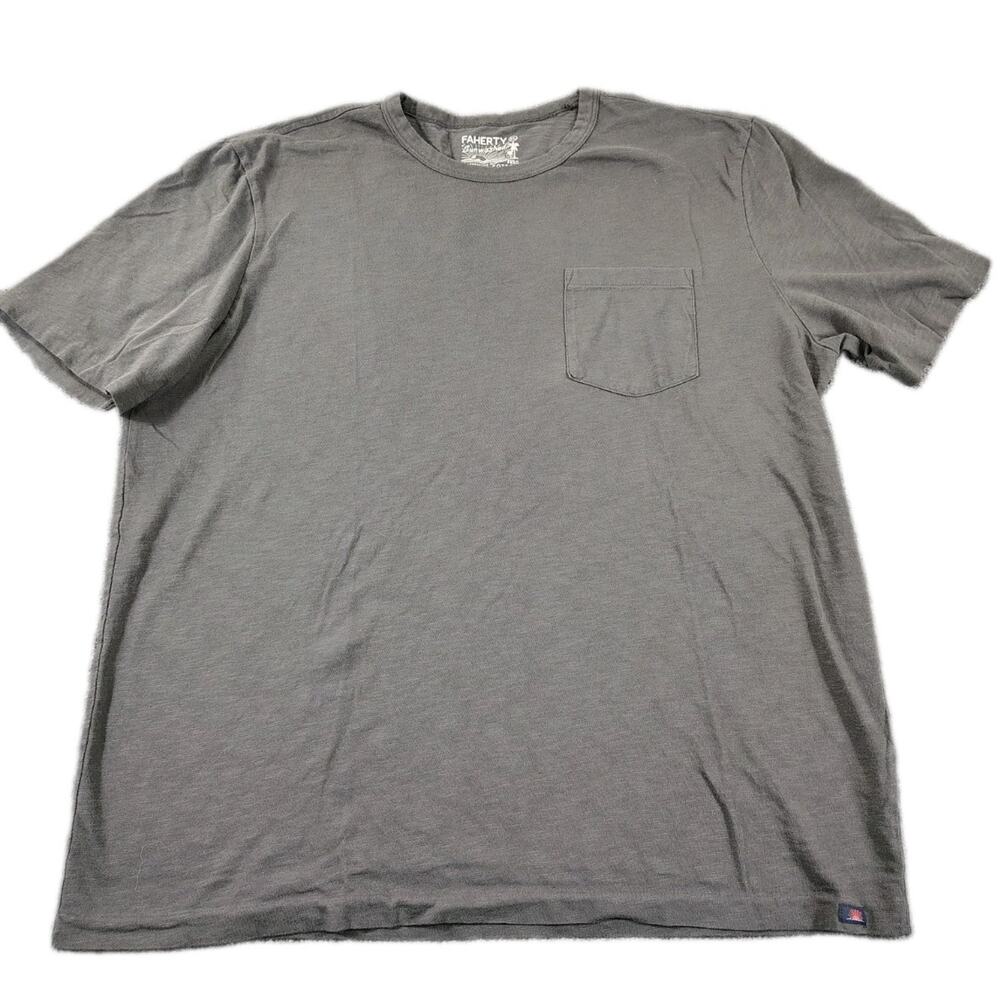 Faherty Sunwashed Regenerative Organic Cotton T Shirt Men's XL Gray Minimalist